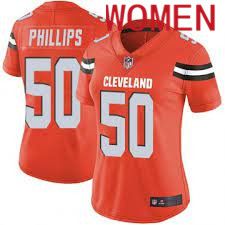 Women Cleveland Browns 50 Jacob Phillips Nike Orange Game NFL Jersey